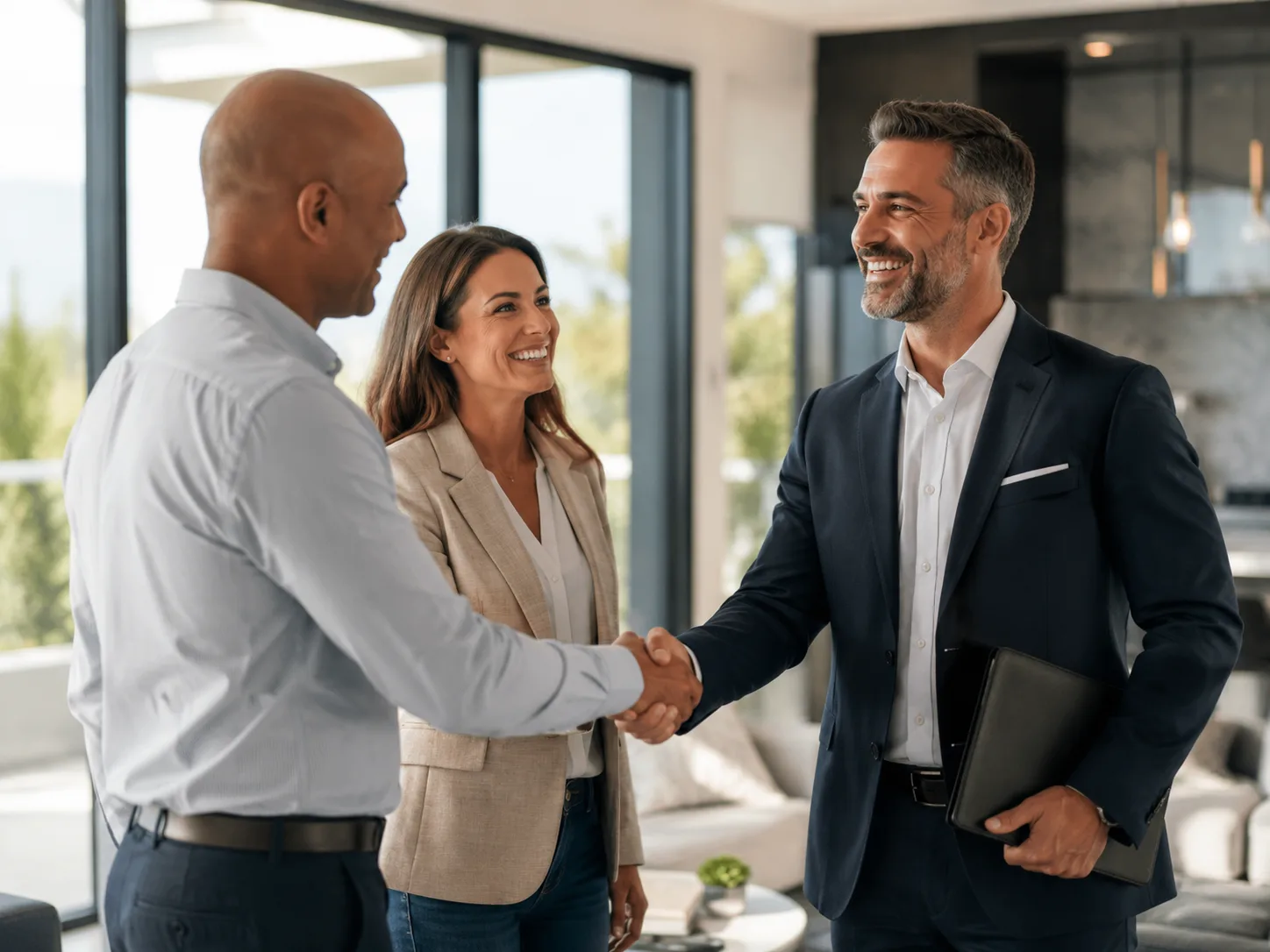 Network-qualified vendor shaking hands with property partners